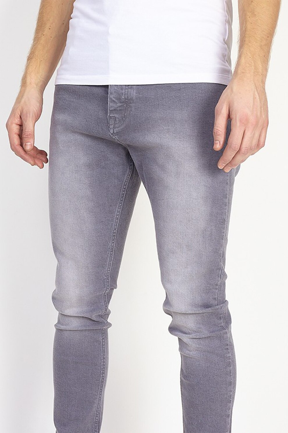 BRAVE SOUL, Blugi skinny cu aspect decolorat, Gri cenusa