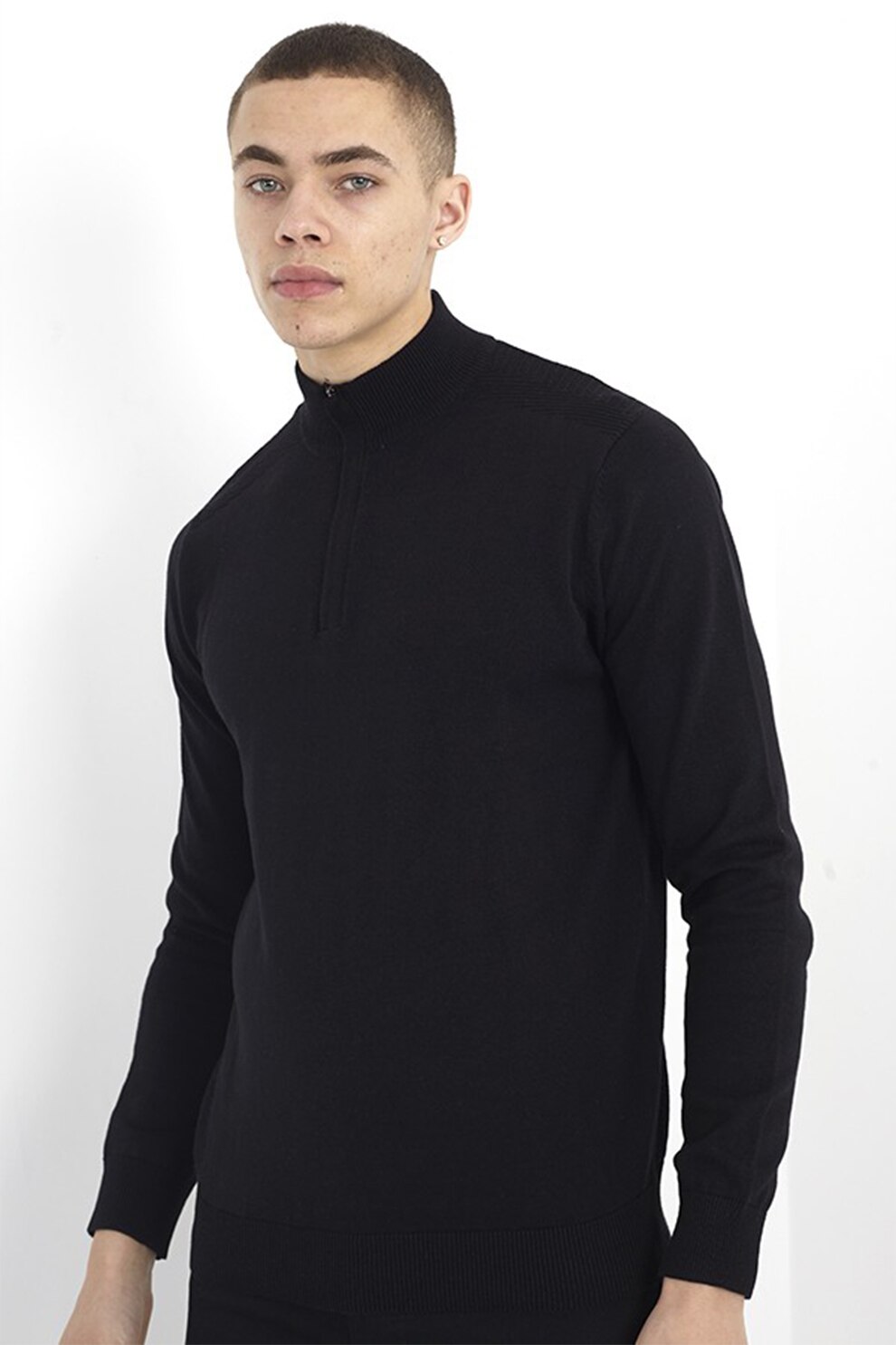 BRAVE SOUL, Pulover de bumbac cu margini striate, Negru, S