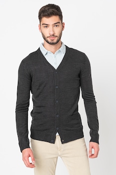 BRAVE SOUL, Cardigan tricotat fin cu decolteu in V, Gri inchis, XL BRAVE SOUL, Cardigan tricotat fin cu decolteu in V, Gri inchis, XL