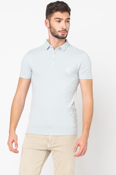 BRAVE SOUL, Tricou polo din jerseu cu monograma brodata Ferrigno, Albastru deschis BRAVE SOUL, Tricou polo din jerseu cu monograma brodata Ferrigno, Albastru deschis