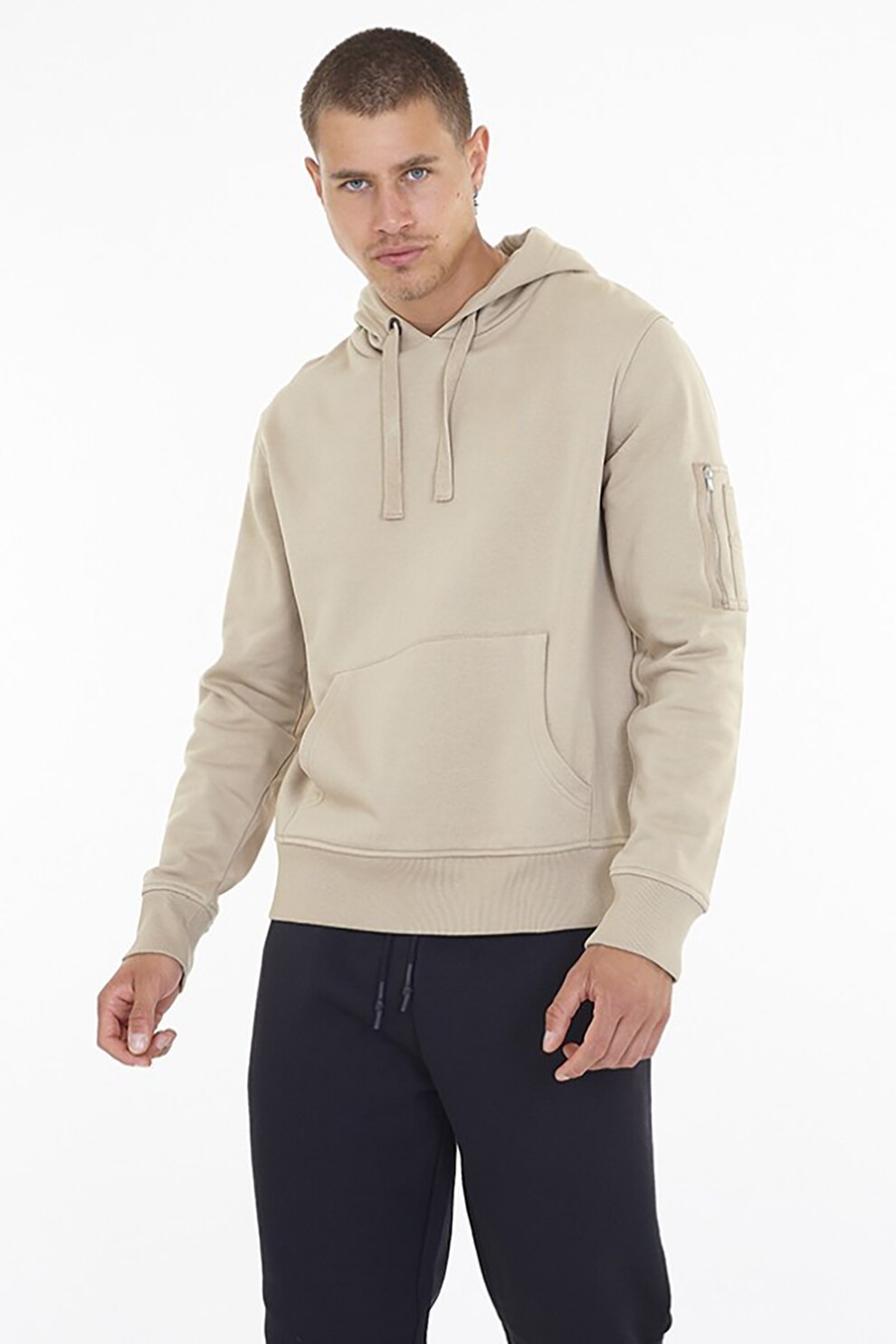 BRAVE SOUL, Hanorac cu buzunar pe maneci Essence, Maro nisip, XL