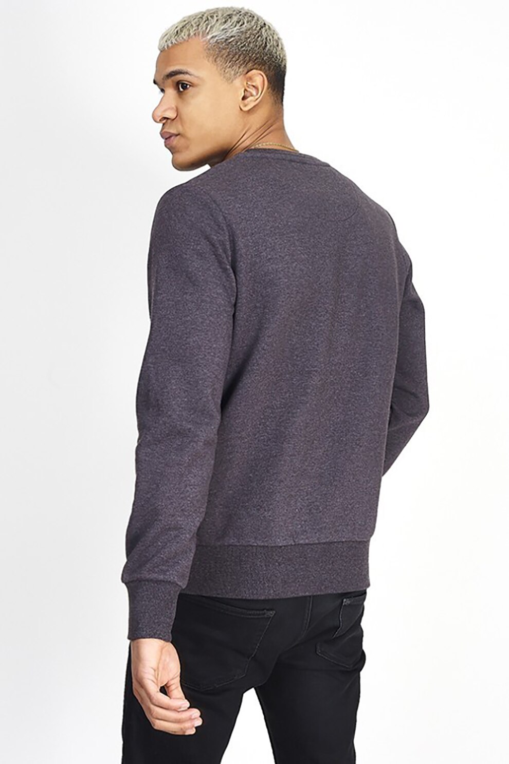 BRAVE SOUL, Bluza sport cu decolteu la baza gatului cu terminatii striate, Gri inchis melange