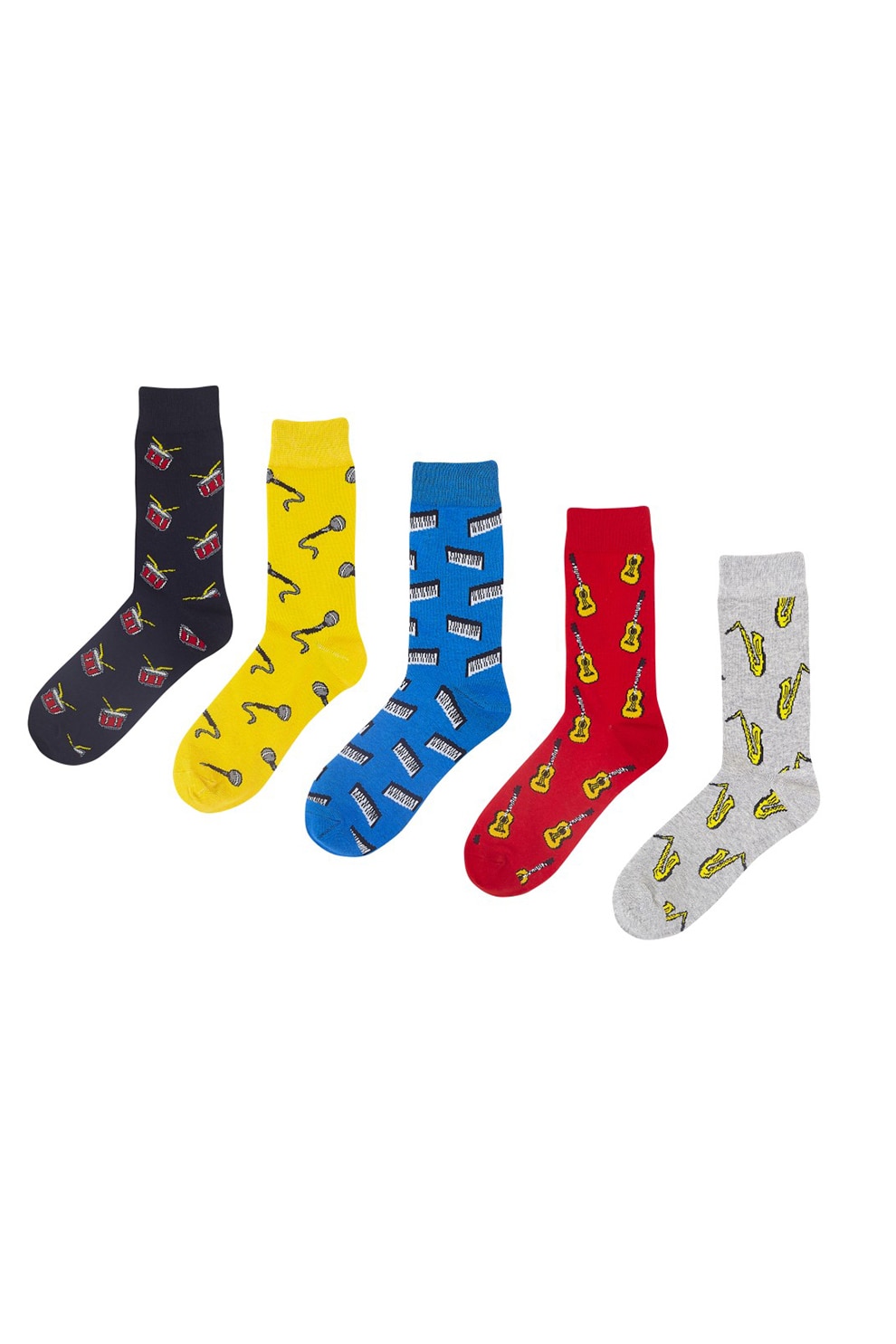 BRAVE SOUL, Set de sosete lungi cu imprimeu - 5 perechi, Multicolora, 39-44