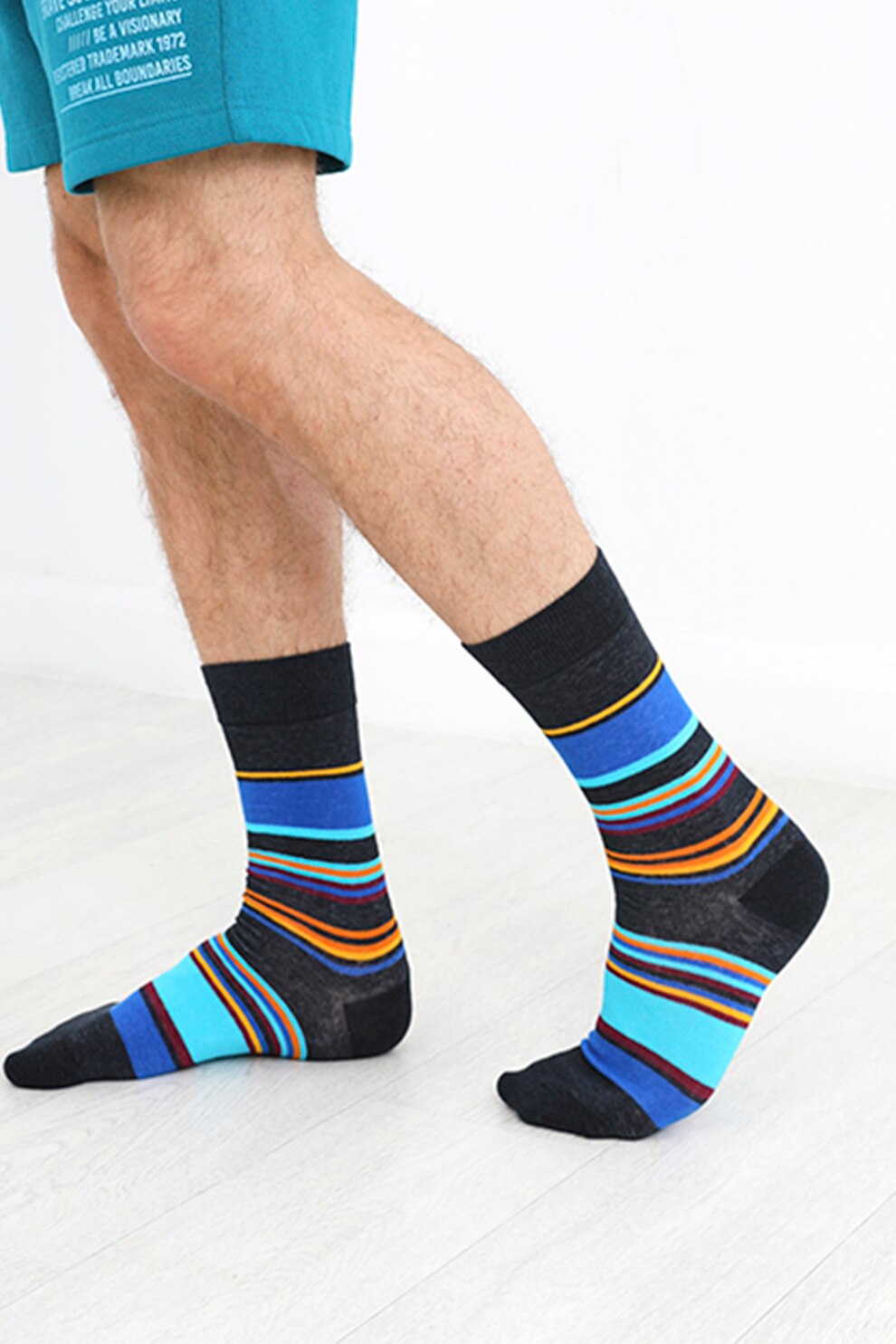 BRAVE SOUL, Set de sosete lungi cu dungi - 3 perechi, Multicolora, 39-44