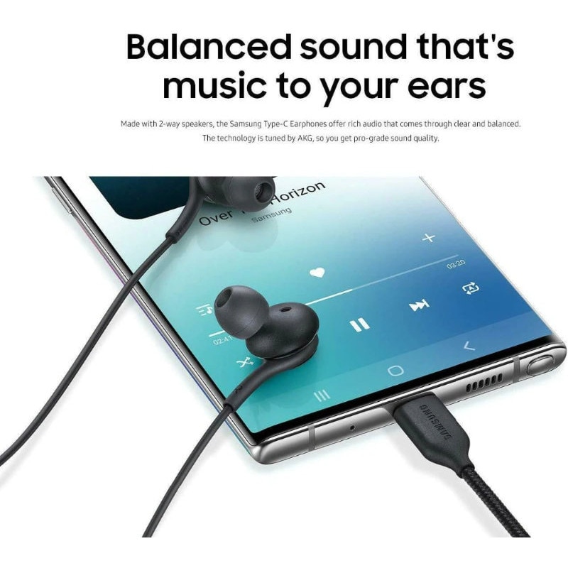 Casti cu microfon, AKG EO-IG955 GALAXY S10 plus, control pe fir, cablu 115 cm, conector USB Tip C, negru Negru