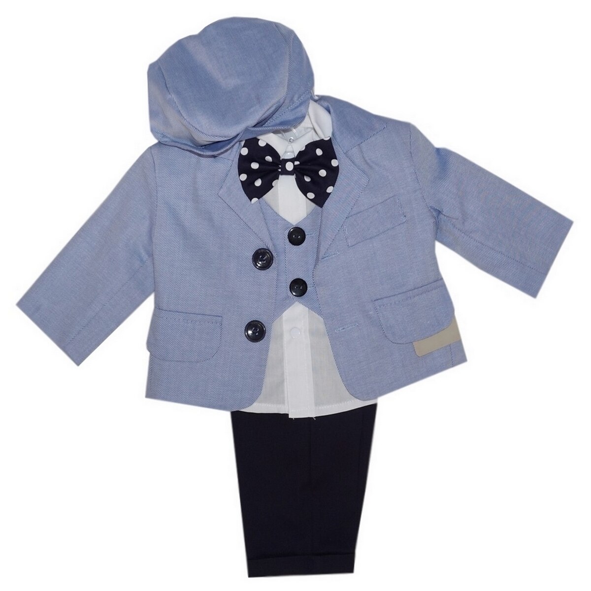 Costum pentru botez baieti, 5 piese, bleu-bleumarin