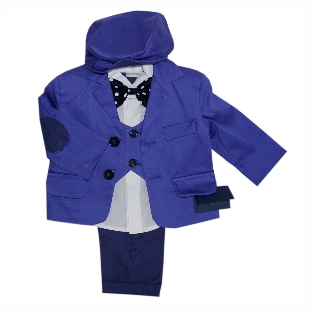 Costum pentru botez baieti, 5 piese, Little Angel, albastru-bleumarin, 3-6 luni