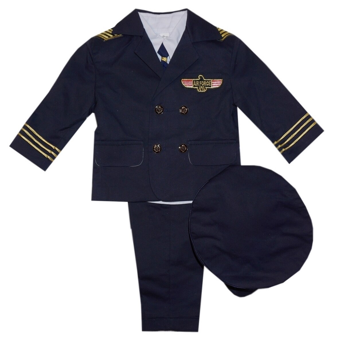 Costum pentru botez baieti, 5 piese, Aviator, bleumarin