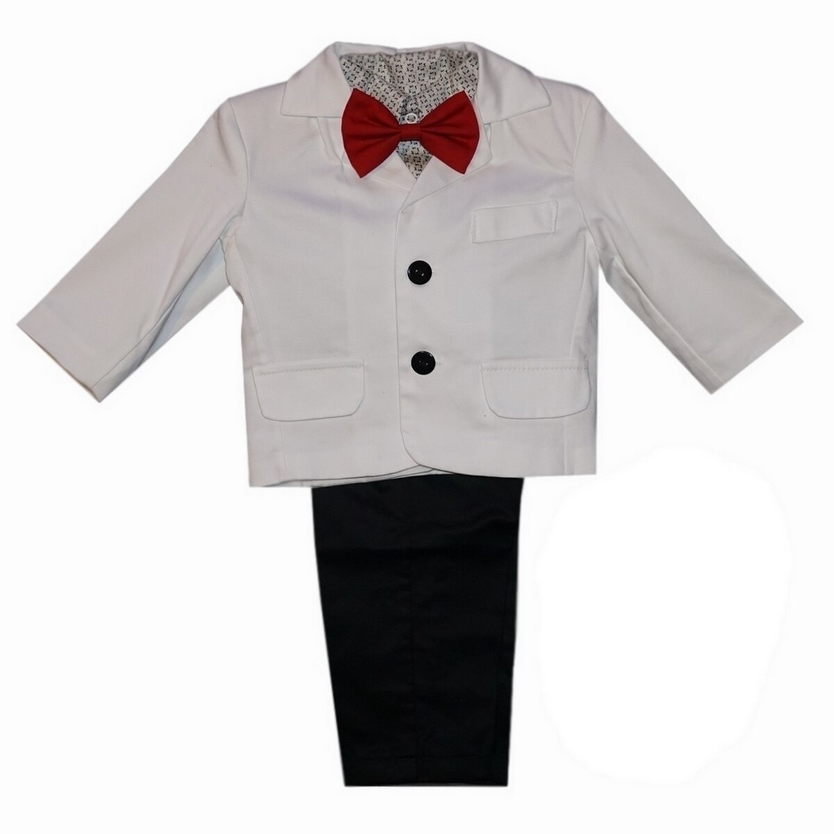 Costum pentru botez baieti, 4 piese, Little Angel, alb-negru, 3-6 luni