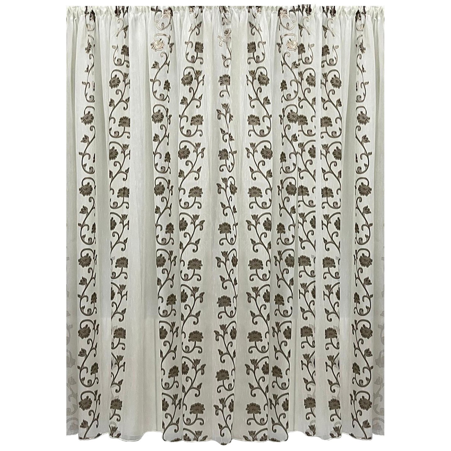 Perdea ivoire brodata maro, din colectia 