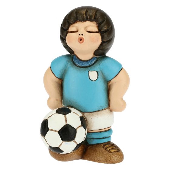 Figurina ceramica, Fotbalist sort-albastru/alb, THUN, 7 cm