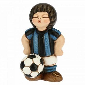 Figurina ceramica, Fotbalist sort-albastru/negru, THUN, 7 cm Figurina ceramica, Fotbalist sort-albastru/negru, THUN, 7 cm