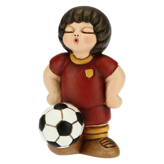 Figurina ceramica, Fotbalist sort-rosu, THUN, 7 cm