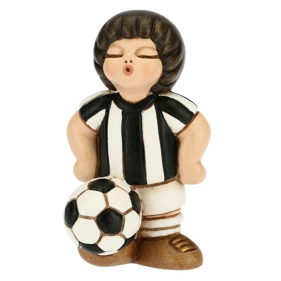 Figurina ceramica, Fotbalist sort-alb/negru, THUN, 7 cm