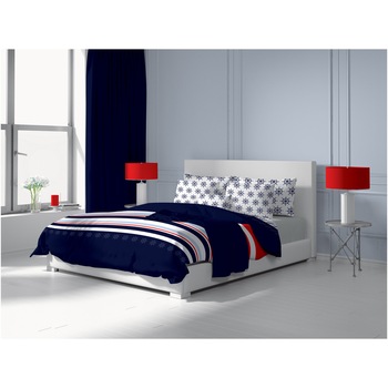 Lenjerie de pat pentru 2 persoane Navy Dilios, bumbac ranforce 100%, cearsaf pilota 200x215 cm + cearsaf pat 220x240 cm + 2 fete perna 50x70 cm Lenjerie de pat pentru 2 persoane Navy Dilios, bumbac ranforce 100%, cearsaf pilota 200x215 cm + cearsaf pat 220x240 cm + 2 fete perna 50x70 cm