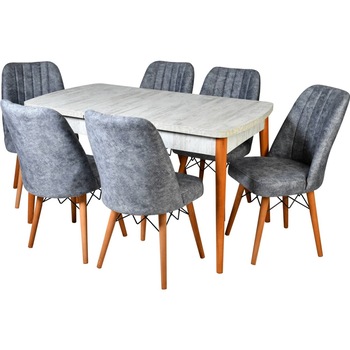 Set masa extensibila cu 6 scaune tapitate Homs cargold 250-30048 bej- gri 170 x 80 cm Set masa extensibila cu 6 scaune tapitate Homs cargold 250-30048 bej- gri 170 x 80 cm