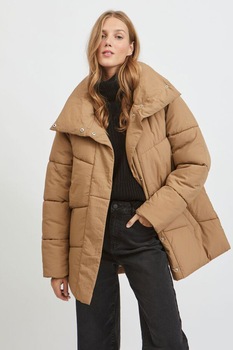 Vila, Geaca cu guler inalt, Maro camel Vila, Geaca cu guler inalt, Maro camel