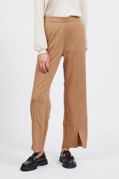 Vila, Pantaloni cu croiala ampla si slituri la terminatie, Maro camel Vila, Pantaloni cu croiala ampla si slituri la terminatie, Maro camel