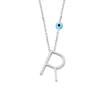 Colier argint cu pandantiv litera R, BeSpecial, CTU0128 Colier argint cu pandantiv litera R, BeSpecial, CTU0128