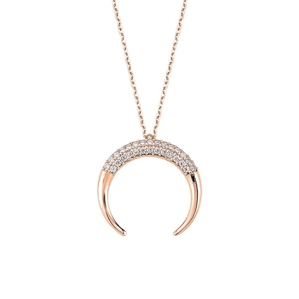 Colier argint corn dublu cu zirconii, BeSpecial, CTU0131