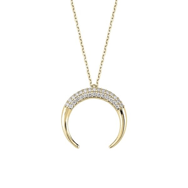 Colier argint corn dublu cu zirconii, BeSpecial, CTU0132