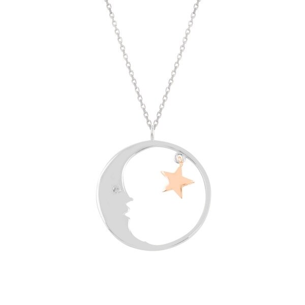 Colier argint Moon & Star cu zirconii, BeSpecial, CTU0152