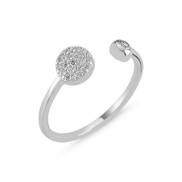 Inel argint rotund cu zirconii albe si dimensiune reglabila, BeSpecial, ITU0328