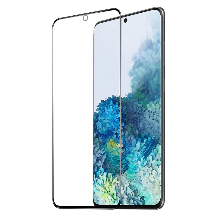 Стъклен протектор за цял екран, Tempered Glass 20D, съвместим с Samsung A7 2018 / J4 Plus / J6 Plus, Черен