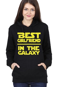 Egyedi női pulóver "Best girlfriend in the galaxy", Fekete, 2XL