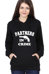 Egyedi női pulóver "Partners in crime 1", Fekete, S