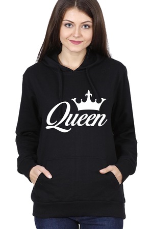 Egyedi női pulóver "Queen", Fekete, Fekete