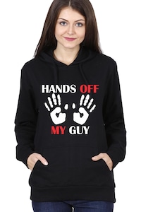 Egyedi női pulóver "Hands off my guy", Fekete, S