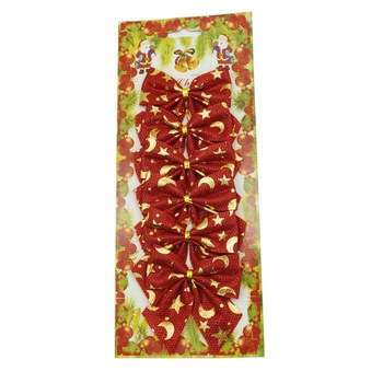 Set 6 fundite pentru brad, Rosii, cu stelute , 8 x 8 cm, din poliester, Flippy Set 6 fundite pentru brad, Rosii, cu stelute , 8 x 8 cm, din poliester, Flippy