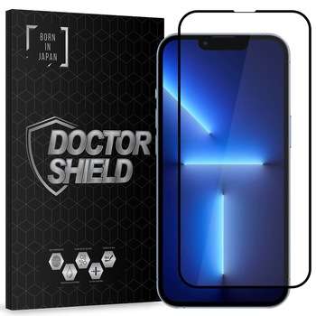 Folie Sticla Dr.Shield, Compatibil Apple iPhone 13 Pro Max, Protectie Profesionala Ecran 3D, Full Cover- Negru Folie Sticla Dr.Shield, Compatibil Apple iPhone 13 Pro Max, Protectie Profesionala Ecran 3D, Full Cover- Negru