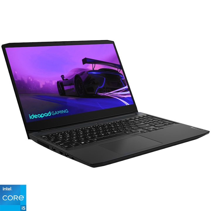 Laptop Gaming Lenovo IdeaPad 3 15IHU6 cu procesor Intel® Core™ i5-11320H pana la 4.50 GHz, 15.6", Full HD, IPS, 16GB, 512GB SSD, NVIDIA GeForce GTX 1650 4GB, No OS, Shadow Black