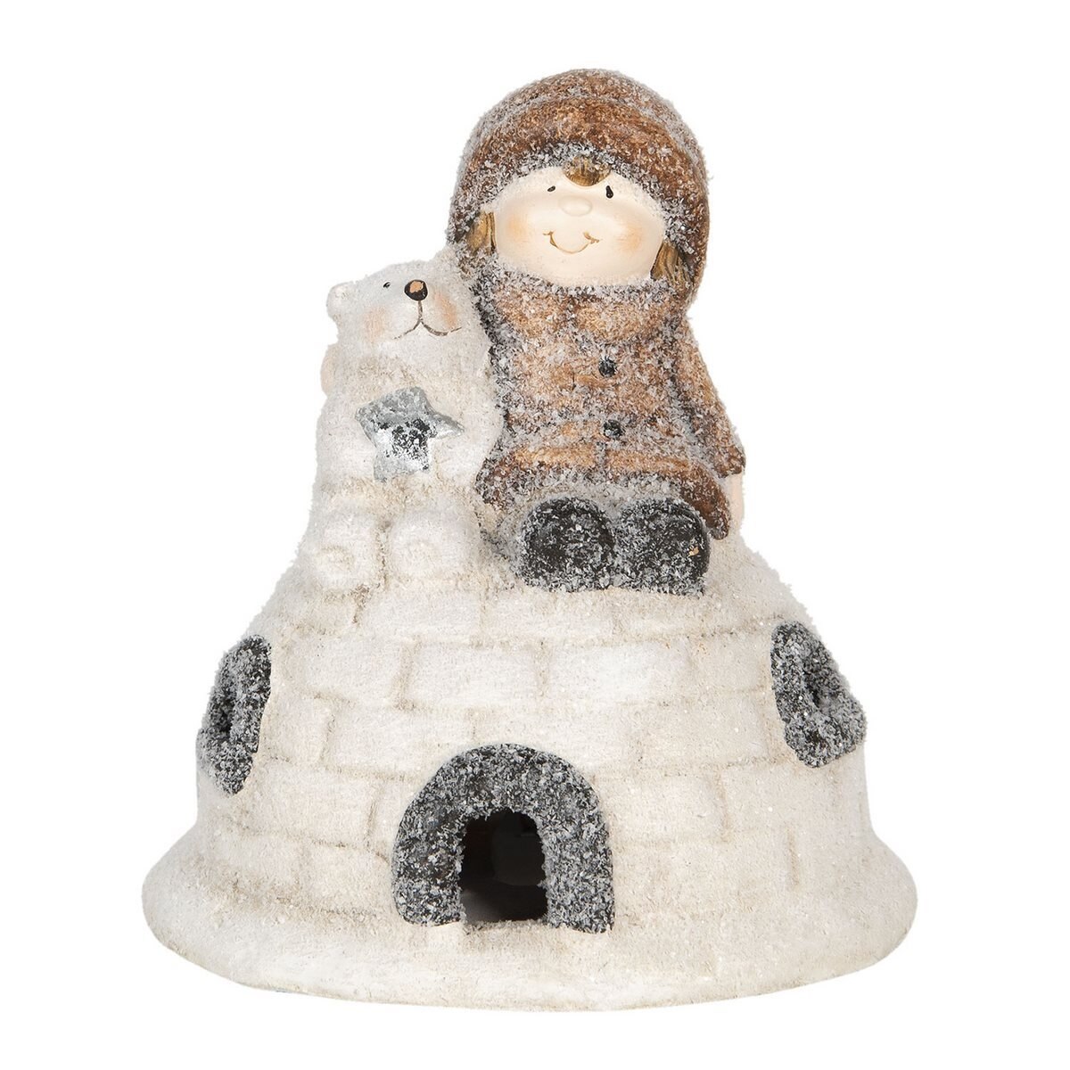 Decoratiune Iglu din ceramica 14 cm x 14 cm x 6 h