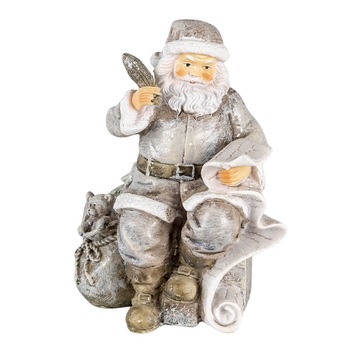 Figurina Mos Craciun din polirasina argintie 10 cm x 7 cm x 13 h Figurina Mos Craciun din polirasina argintie 10 cm x 7 cm x 13 h