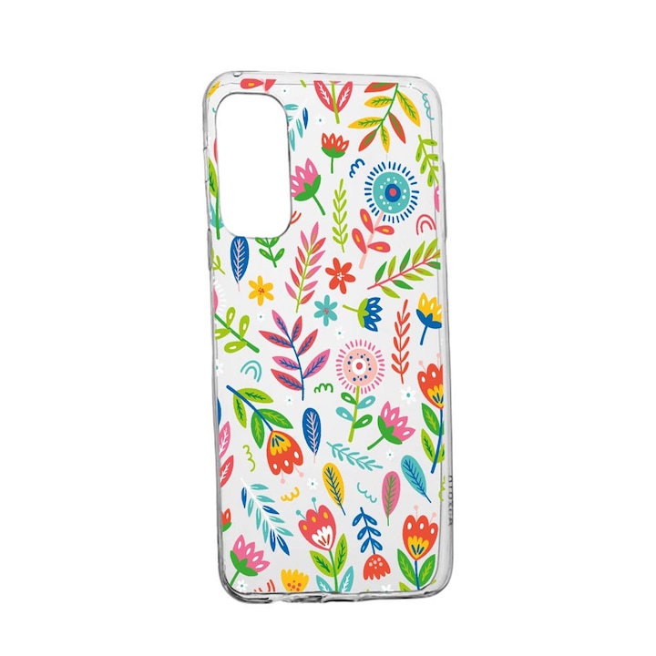 Силиконов калъф, съвместим с Vivo X60 Pro, Happy Flowers, устойчивост на износване, противоплъзгащ се, 756