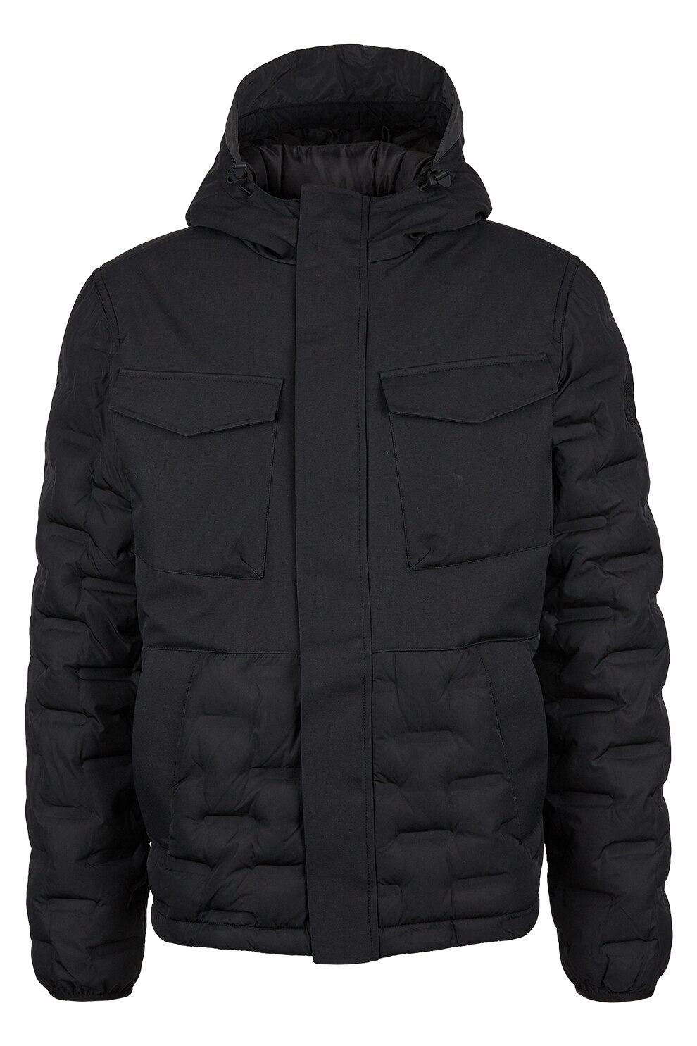 s.Oliver, Geaca cu vatelina, gluga si buzunare aplicate pe piept, Negru