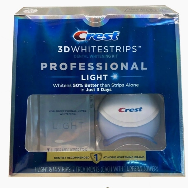 Kit albire dentara, Crest, 3D Whitestrips Professional, lampa led si 14 benzi