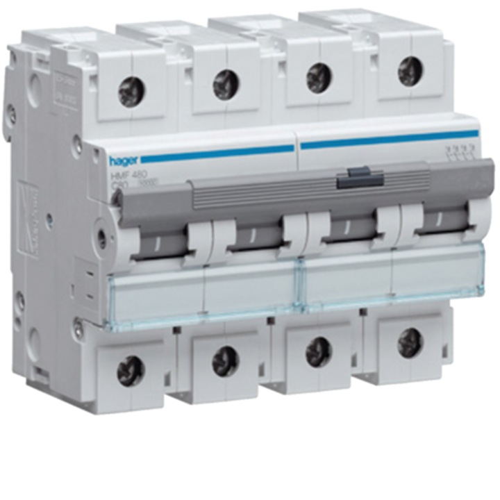 Automata biztosíték, Hager, 80A, 4P, 10KA, Curve C, HMF480