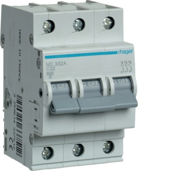Siguranta Automata, Hager, 32A, 3P, 6KA, Curba C, MC332A Siguranta Automata, Hager, 32A, 3P, 6KA, Curba C, MC332A