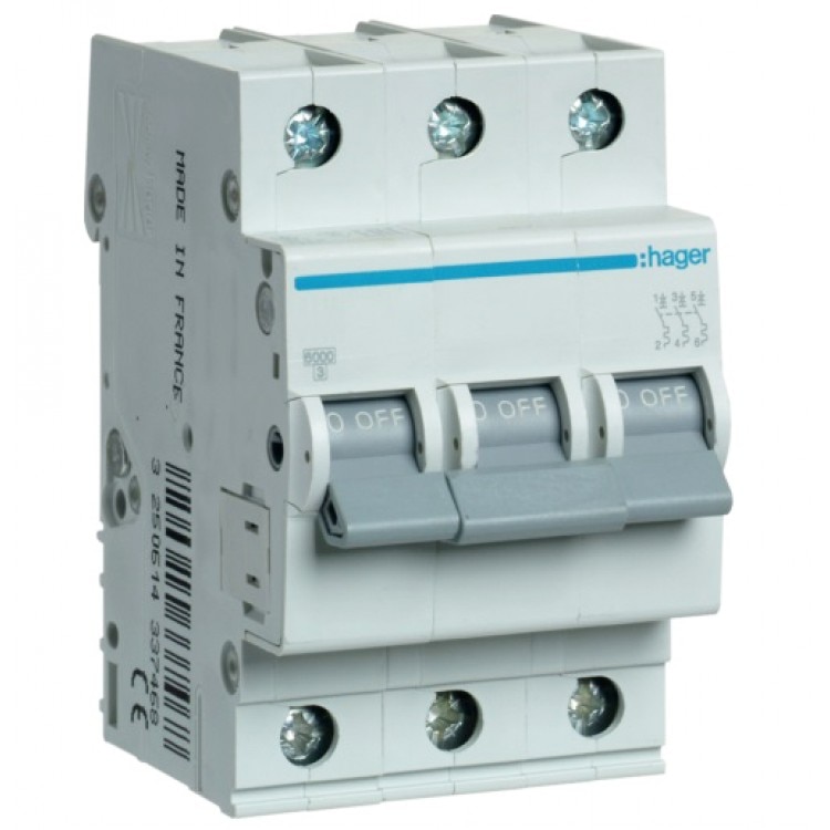 Siguranta Automata, Hager, 10A, 3P, 6KA, Curba C,MC310A