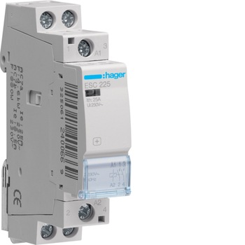 Contactor Modular, Hager, 25A, 2ND, Bobina, 230V, 1M, ESC225 Contactor Modular, Hager, 25A, 2ND, Bobina, 230V, 1M, ESC225