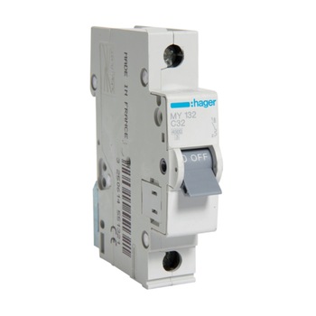 Siguranta Automata, Hager, 32A, 1P, 4.5KA, Curba C, MY132 Siguranta Automata, Hager, 32A, 1P, 4.5KA, Curba C, MY132