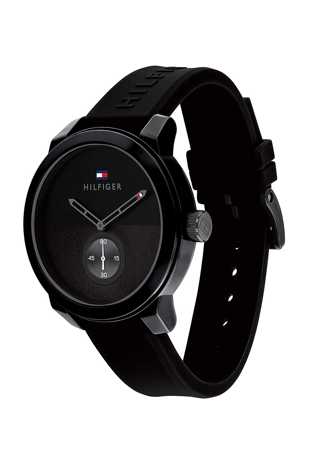 Tommy Hilfiger, Ceas quartz cu o curea din silicon, Negru