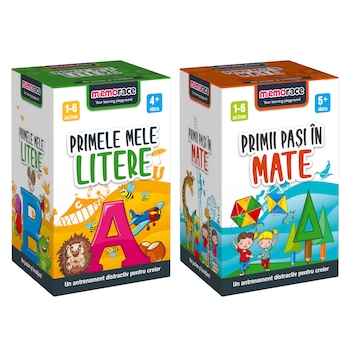 Pachet 2 jocuri educative Memorace - Primele mele litere si Primii pasi in mate Pachet 2 jocuri educative Memorace - Primele mele litere si Primii pasi in mate