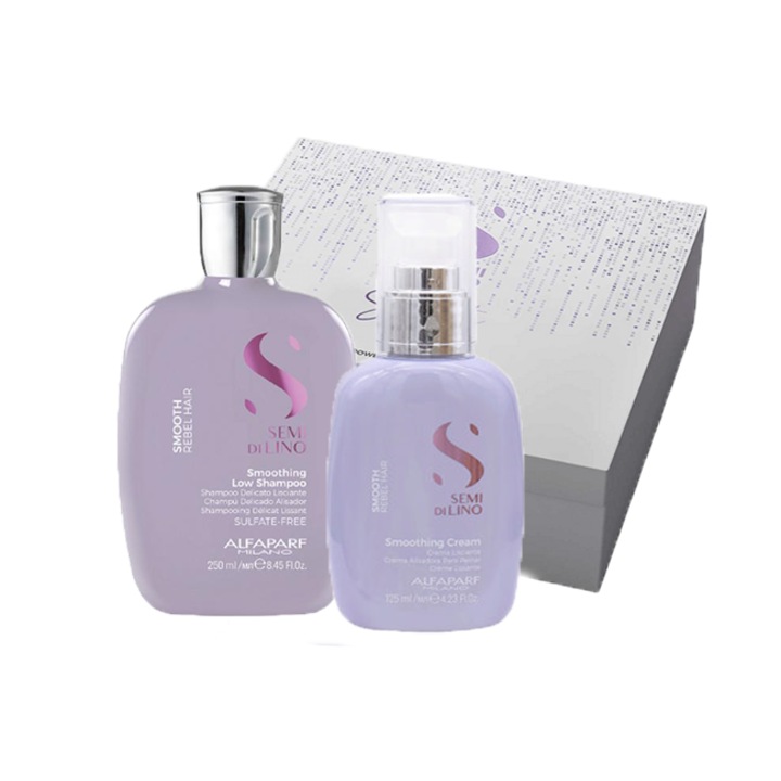 Set pentru netezire Alfaparf Milano Semi Di Lino Sampon 250 ml, Crema pentru netezire 125 ml