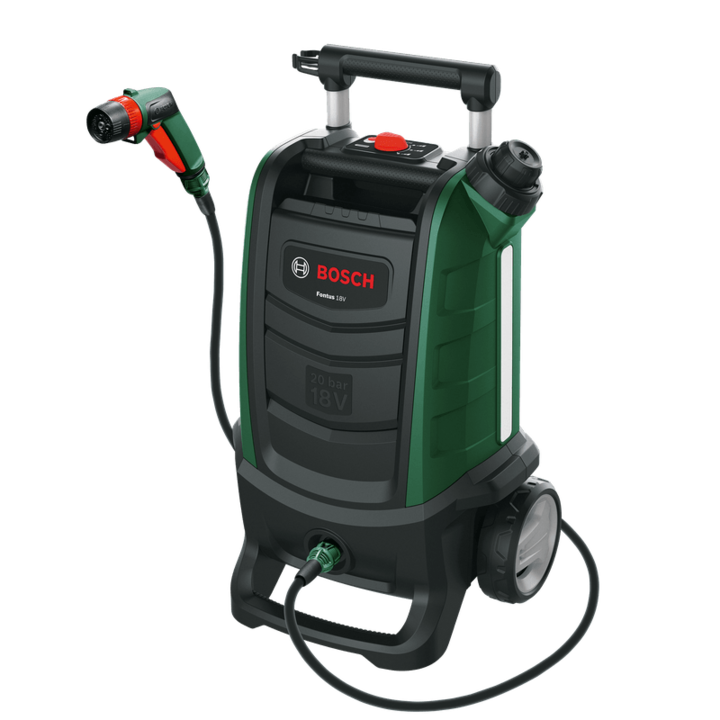 Акумулаторна водоструйка Bosch 06008B6102, 18 V, 20 бара максимално налягане, 15 л резервоар, 4 м маркуч, Воден филтър, Пистолет за боядисване, SmartBrush, Без батерия/зарядно устройство