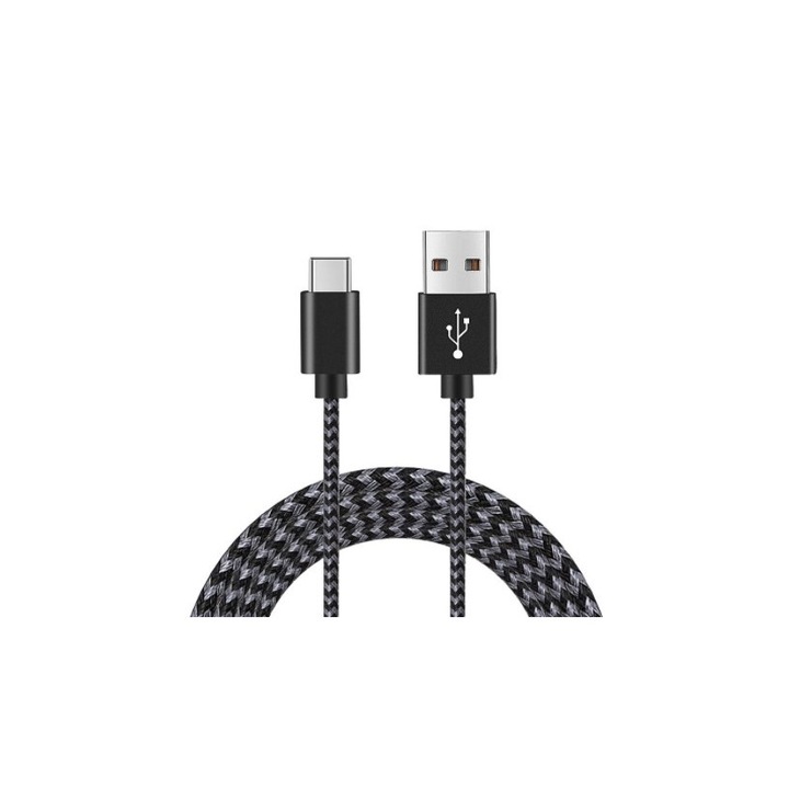 Soho ​​​​​​​töltőkábel, Type-C USB 3.1, 3M hosszú, megerősített, fekete és szürke